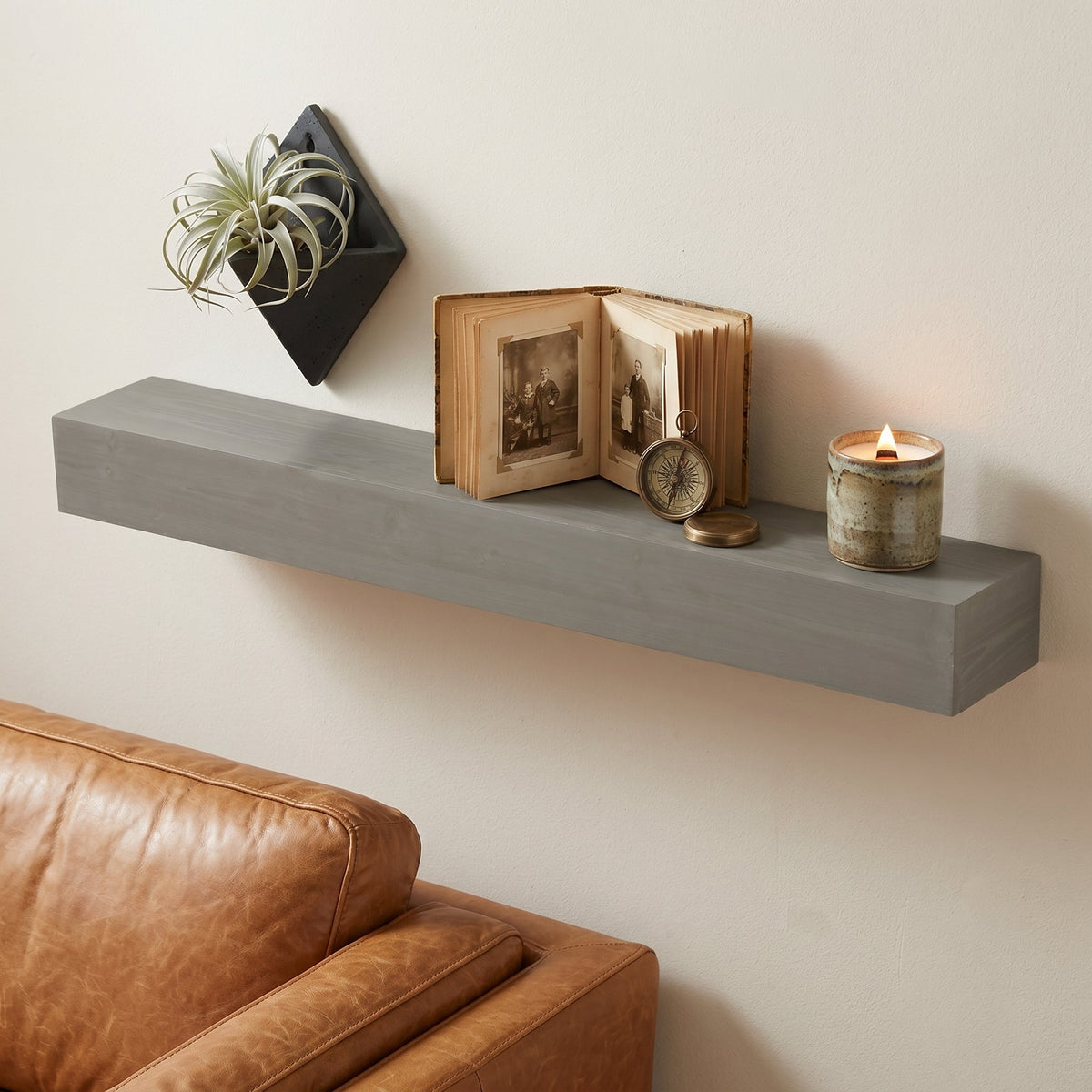 48" Fireplace Mantel Fir Wood Wall-Mounted & Floating Shelf