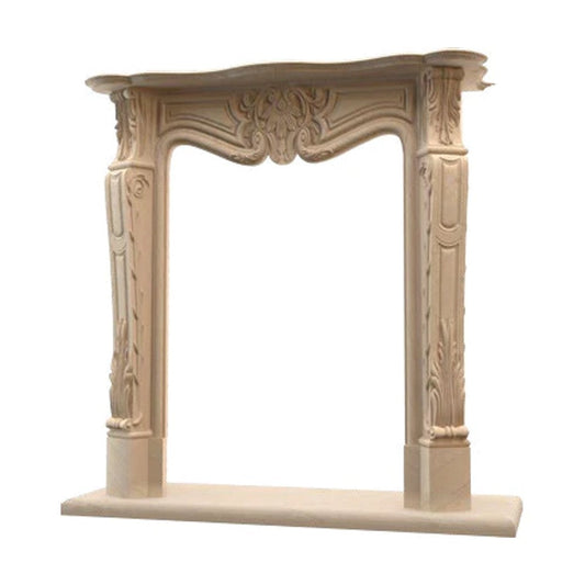 Light Travertine Fireplace Surround - Traditional Hand-carved