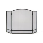 3-Panel Foldable Fireplace Screen with Wrought Metal Mesh-Black