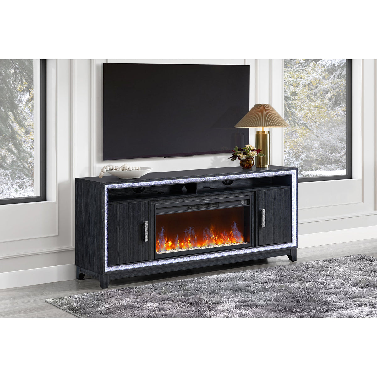 Almera 72-inch Electric Fireplace TV Stand - Dark Finish