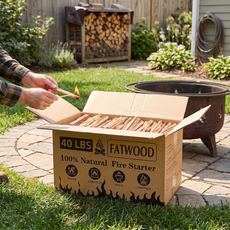 40 Lbs Fatwood Fire Starter Sticks, 100%