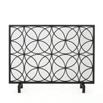 Thayer Single Panel Iron Fireplace Screen with Geometric Design