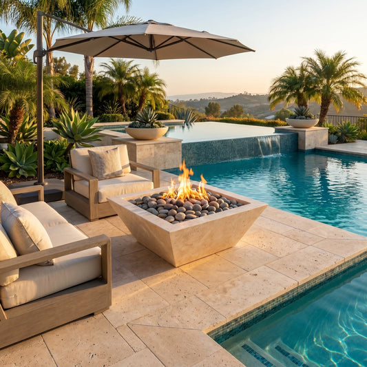 Miletos Ivory Travertine Natural Stone Fire Pit