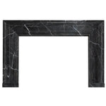 Black Marble Fireplace Mantel Hand Carved with White Veining - Polished 49 x 69 Inch