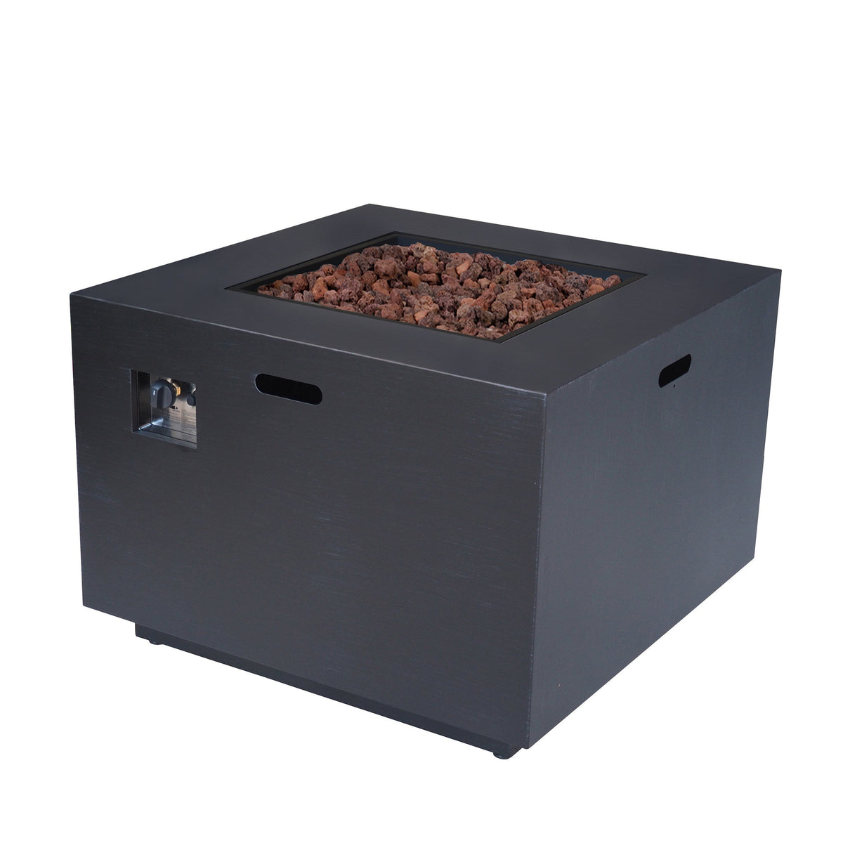 Outdoor Patio Propane Fire Pit 24" H x 31" W Square Iron Gas-burning Fire Pit