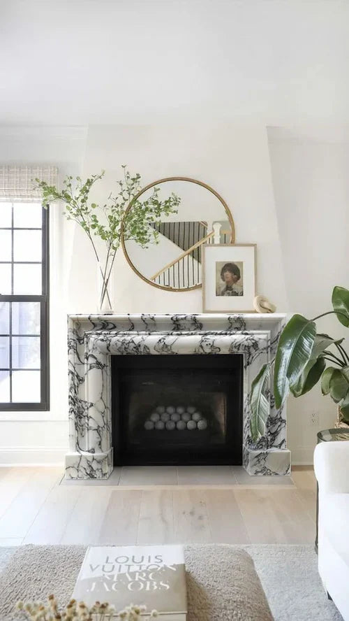 Calacatta Viola Marble Hand-carved Fireplace Mantel Polished - 61 x 52 inches