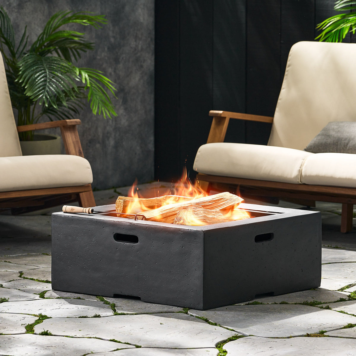Outdoor 29" Square MgO Wood-Burning Fire Pit