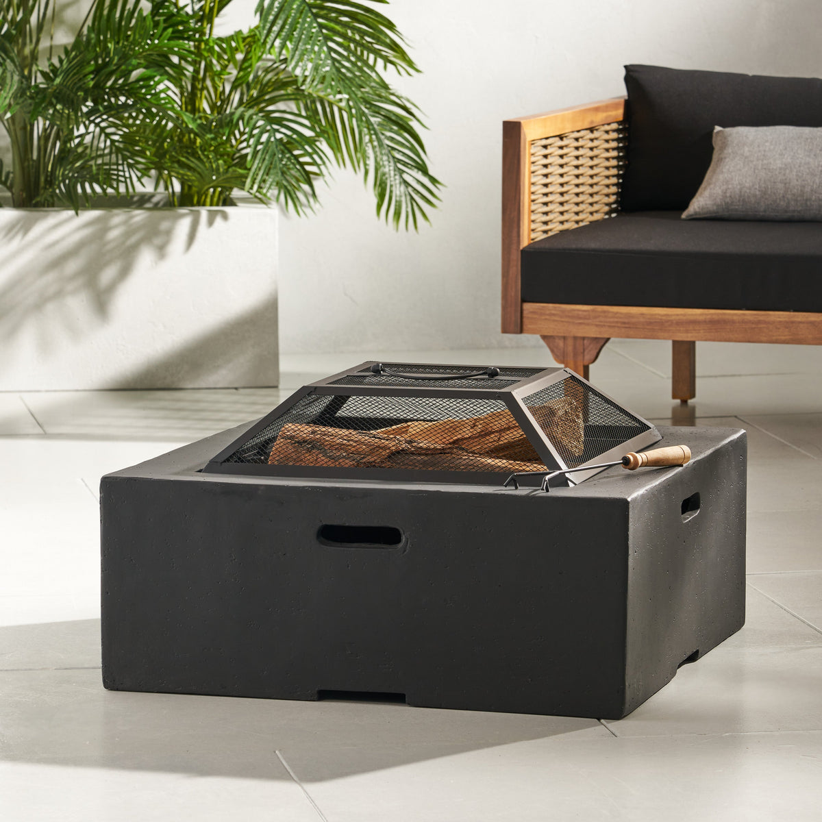 Outdoor 29" Square MgO Wood-Burning Fire Pit