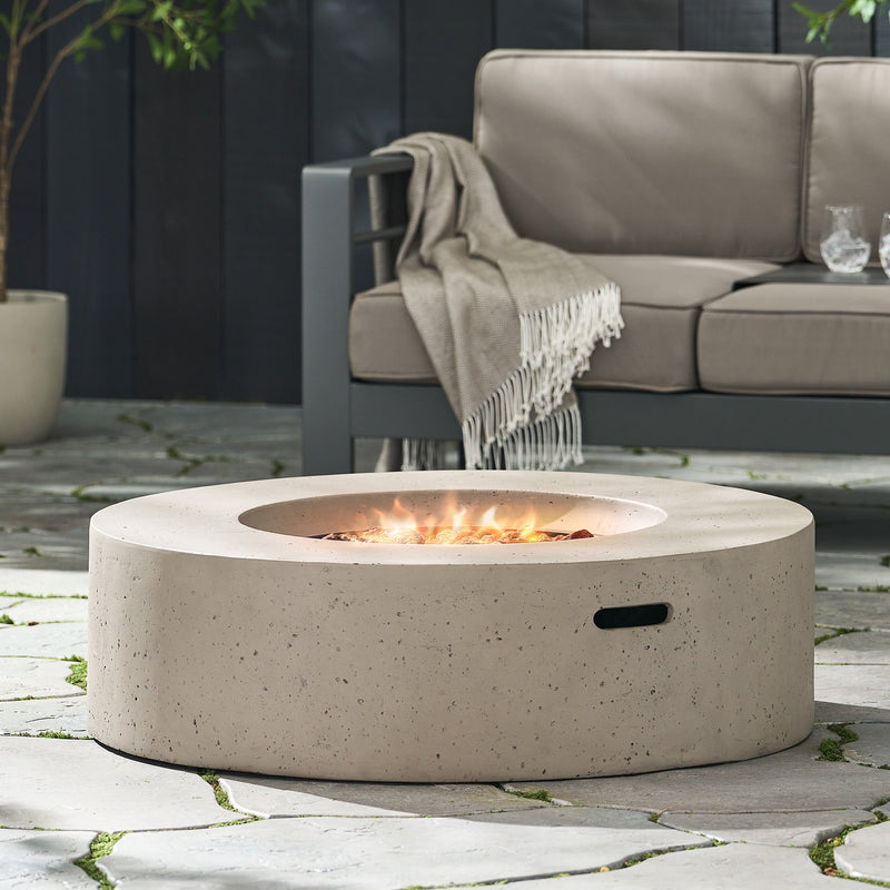 Outdoor 50,000 BTU Round MgO Concrete Propane Fire Pit